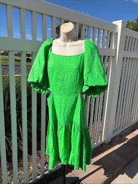 Lilly Pulitzer Green Linen Dress NWT Size 12, Kylanne Dress Gecko